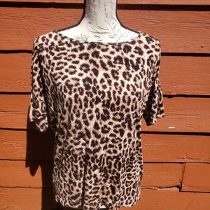 Soma Soft Lux Leopard Print Top Women's Size Medium EUC